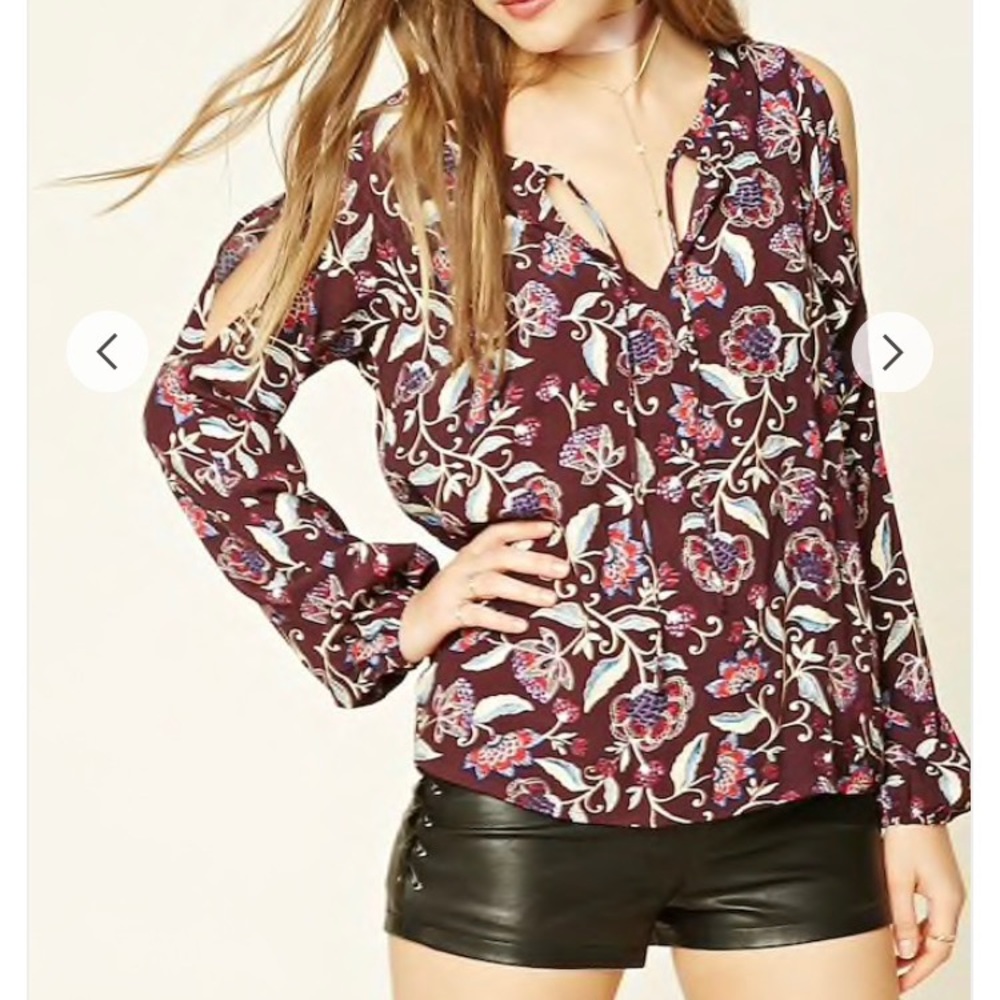 Floral Print Tie-Front Top -size small